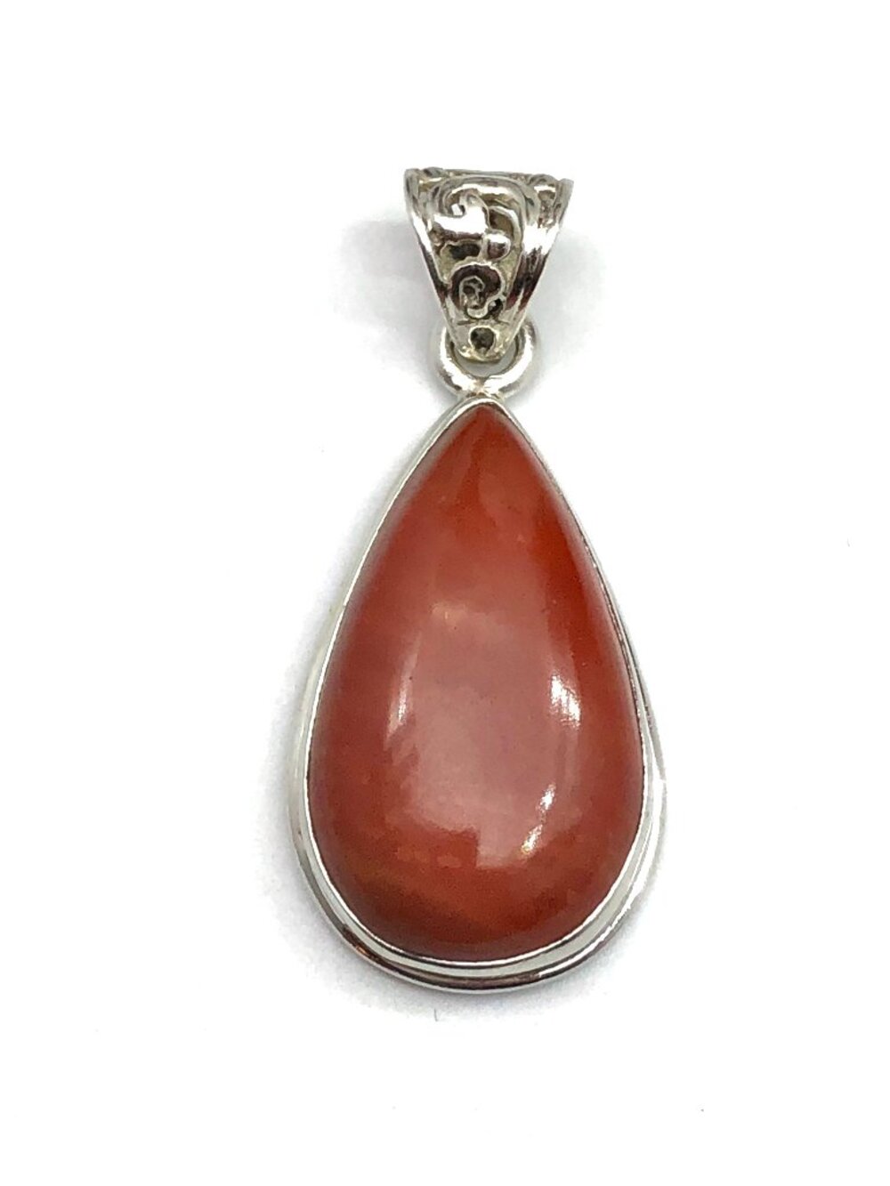 Pendant Mens Womens Sterling Silver Brick Red Jasper Stone Teardrop